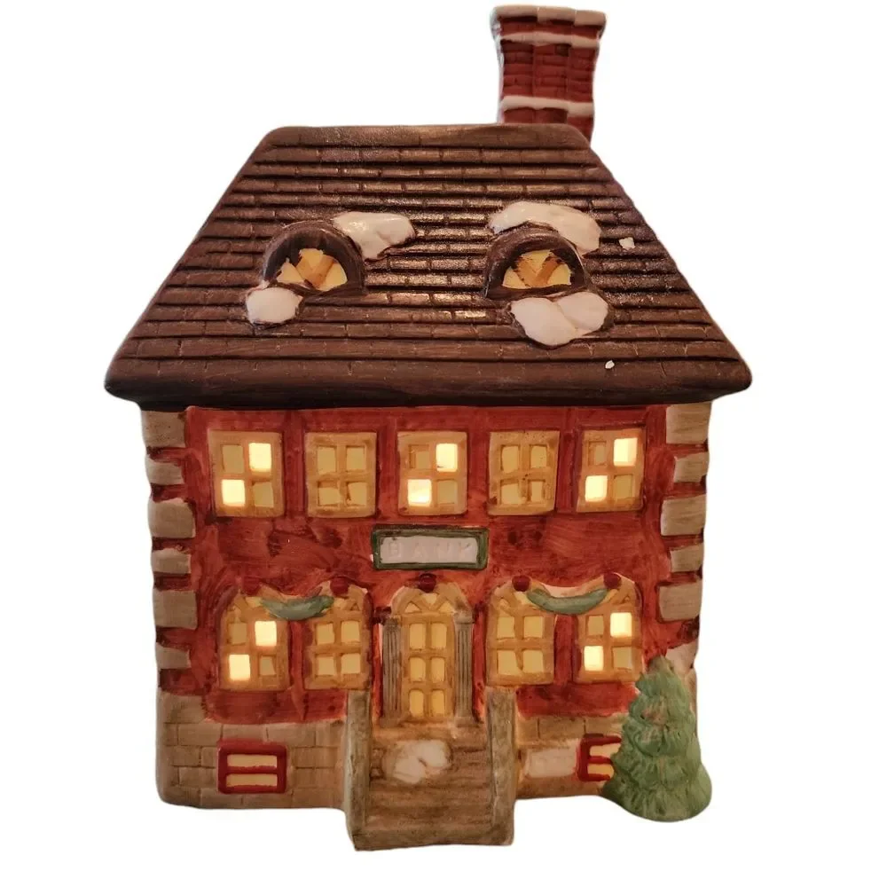 National Decorations Christmas Collectibles 1991 Americana Lighted Bank 8